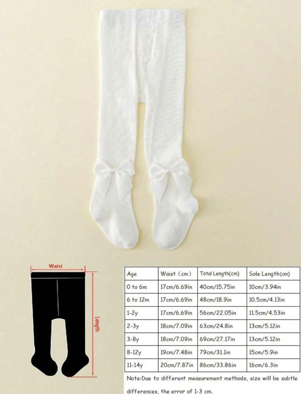 White Bow Baby Tights