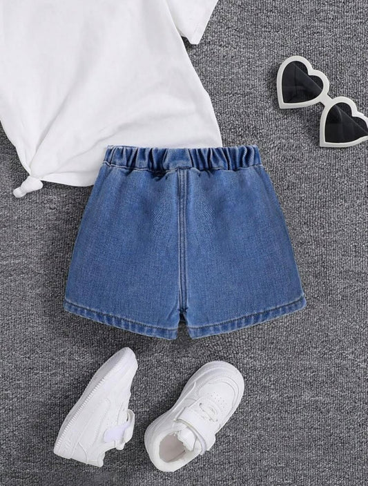 Blue Pleated Denim Skort
