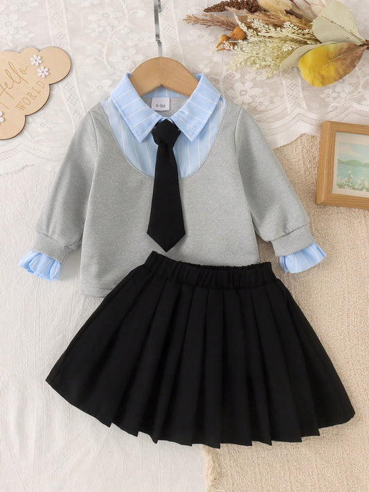 2pcs Baby Girl Academy Style