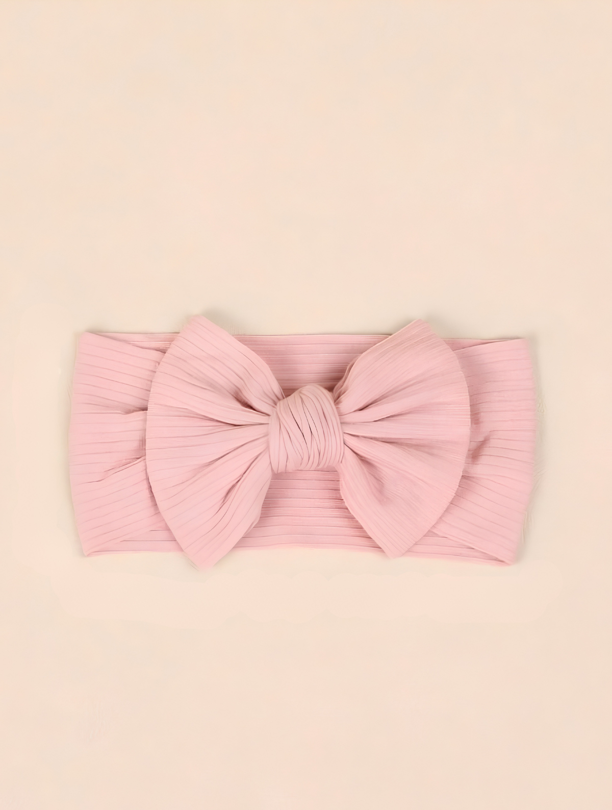 Soft Pink Ribbed Bow Headband