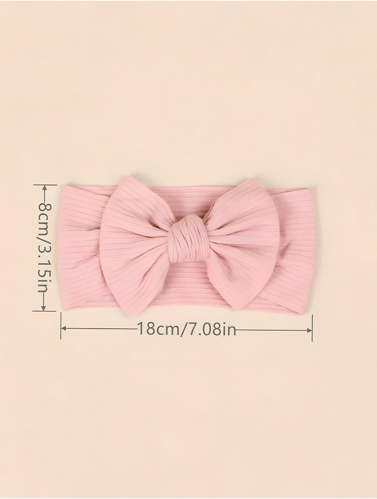Soft Pink Ribbed Bow Headband