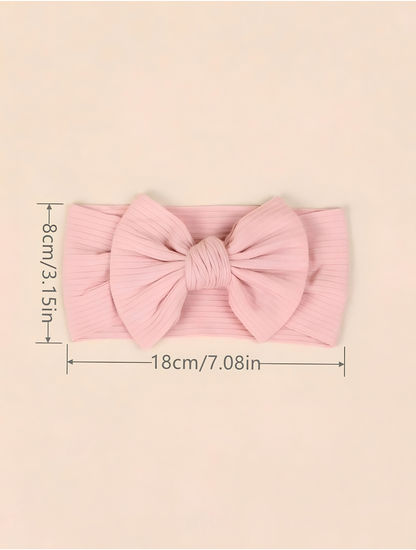 Soft Pink Ribbed Bow Headband