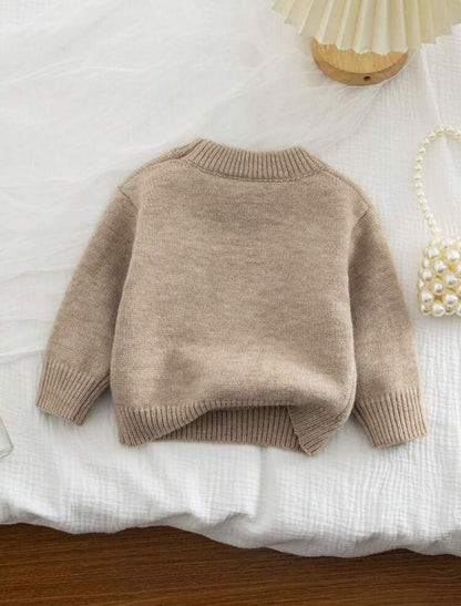 Beige Knit Sweater with Tulle Bows