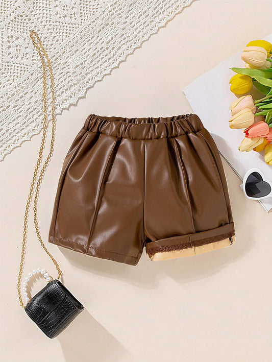 Retro Brown Leather Shorts
