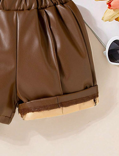 Retro Brown Leather Shorts