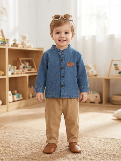 Denim Blue Shirt & Khaki Pants (2 pcs set)