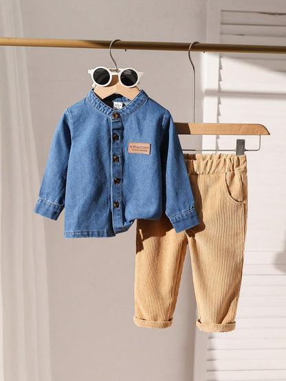Denim Blue Shirt & Khaki Pants (2 pcs set)