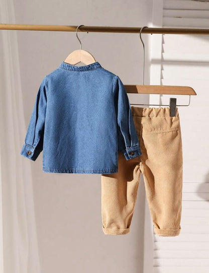Denim Blue Shirt & Khaki Pants (2 pcs set)