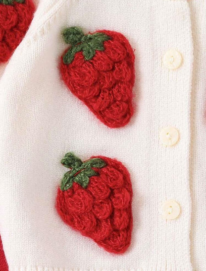 Strawberry Knit Cardigan & Red Jumpsuit (2 pcs set)