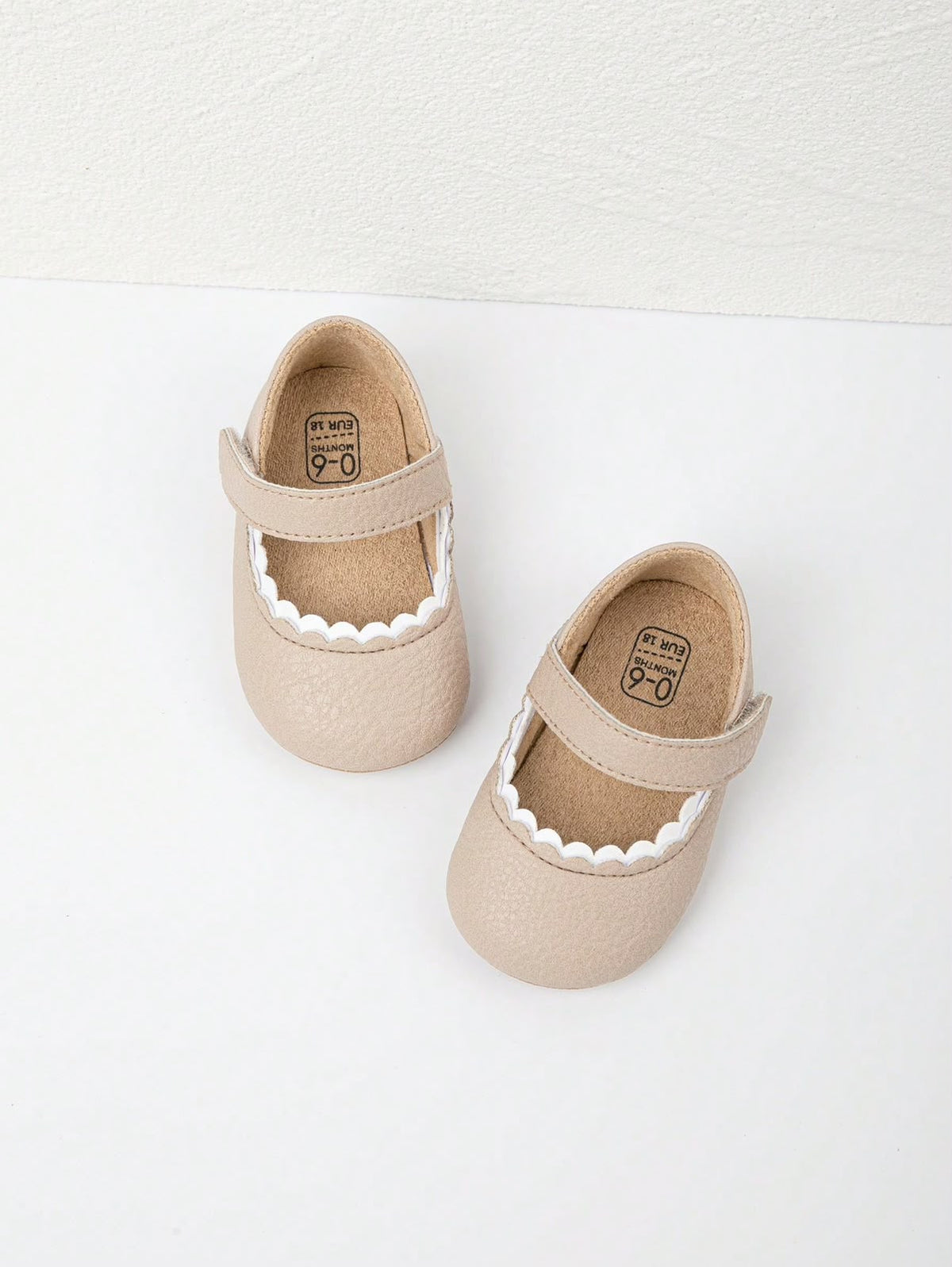 Beige Scalloped Mary Jane Infant Shoes