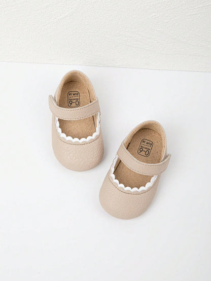 Beige Scalloped Mary Jane Infant Shoes