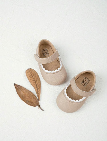 Beige Scalloped Mary Jane Infant Shoes