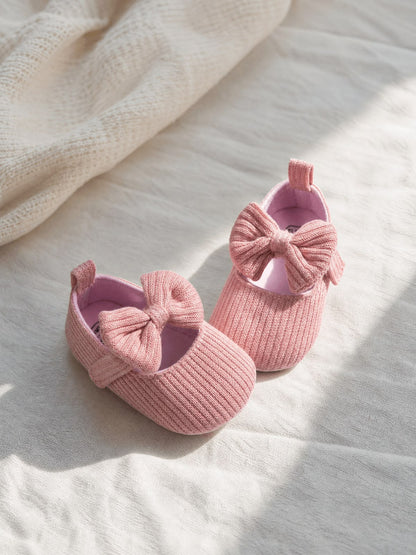 Pink Knit Bow Infant Shoes