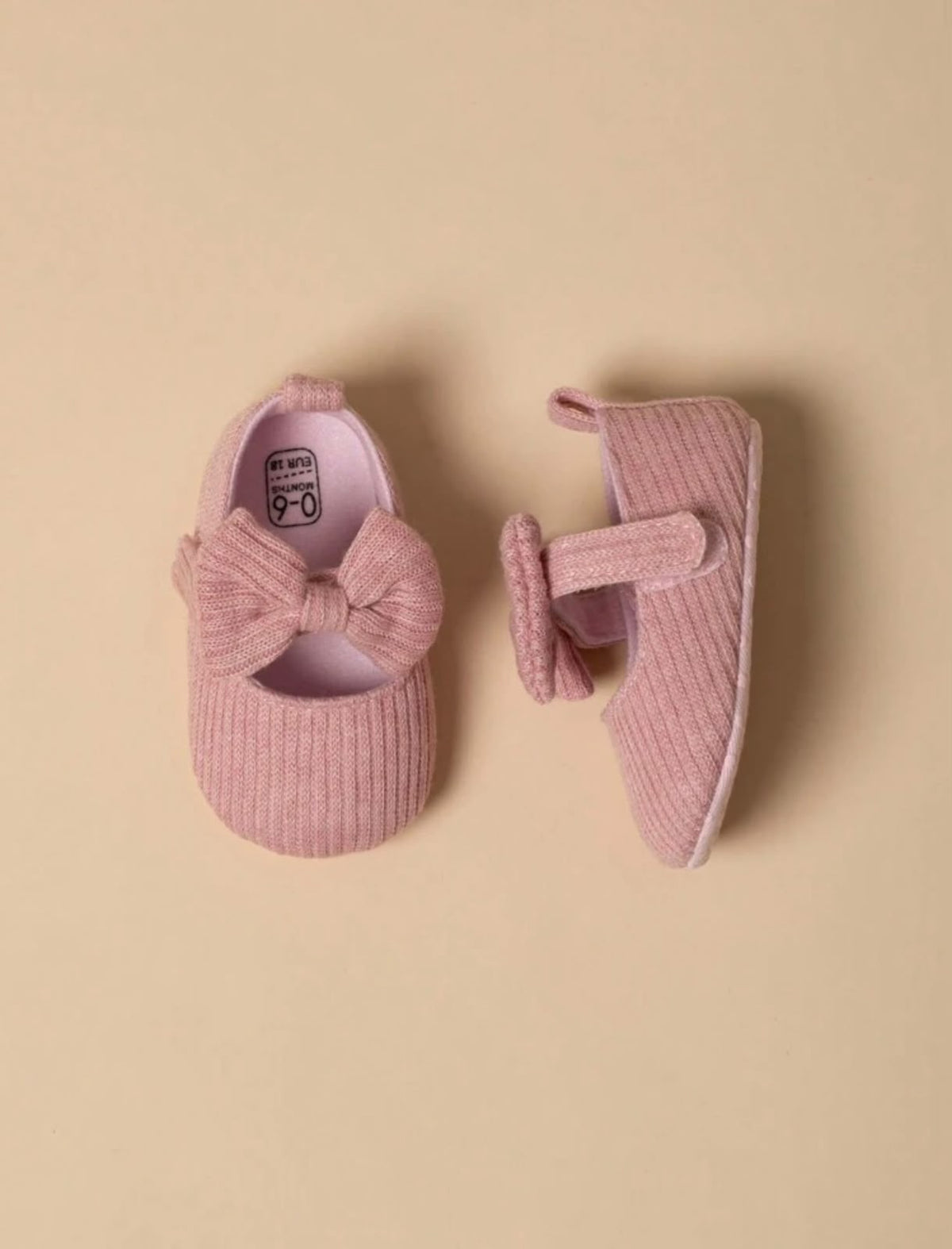 Pink Knit Bow Infant Shoes