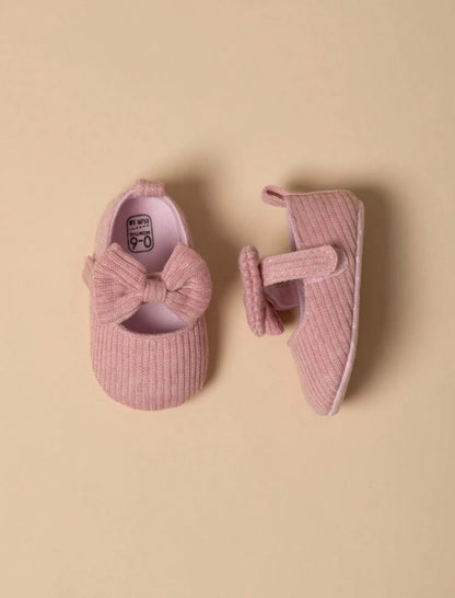 Pink Knit Bow Infant Shoes