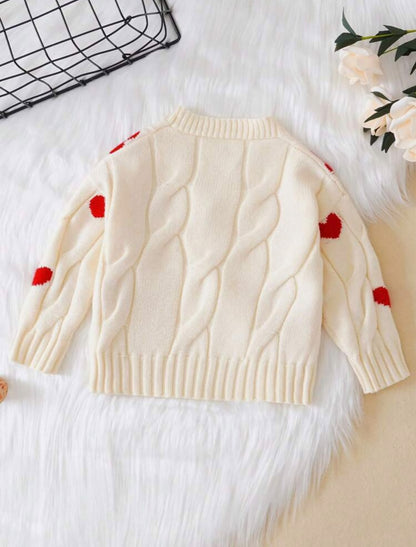 Cream Heart Cable Knit Cardigan