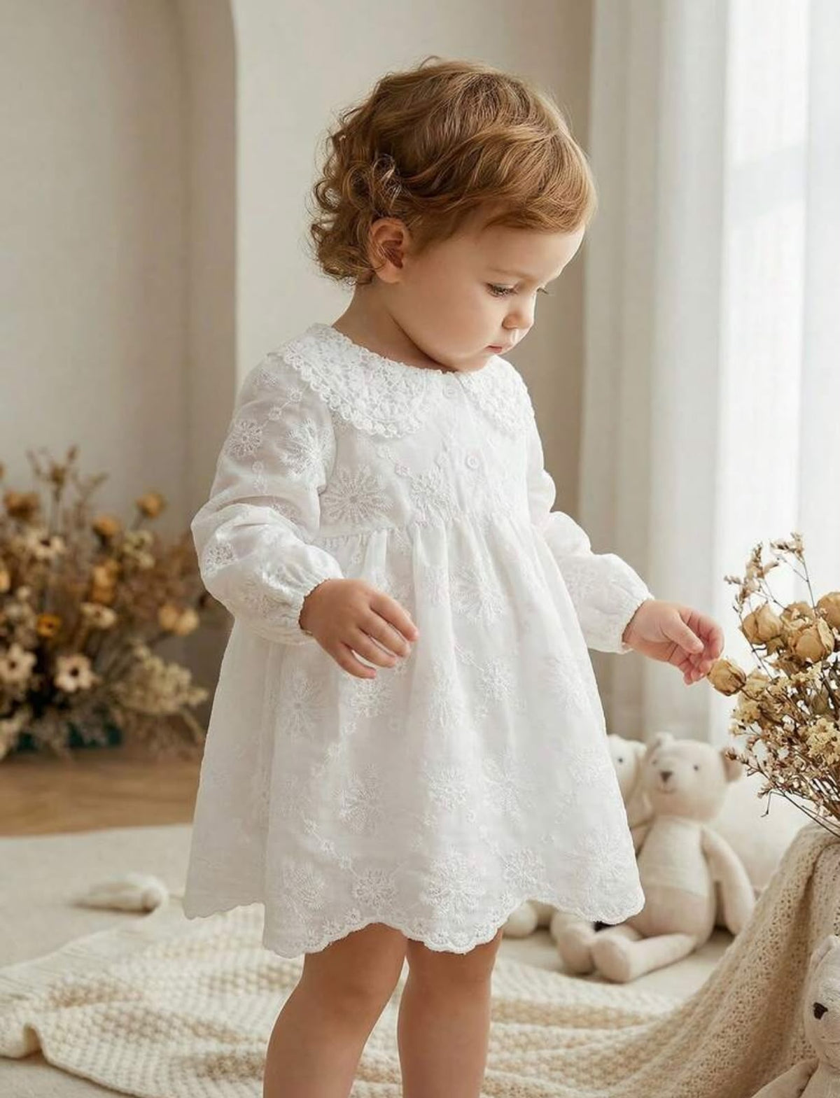 White Long Sleeve Lace Dress