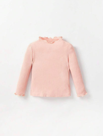 Peach Pink Ribbed Basic Top