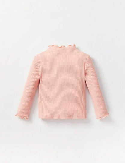 Peach Pink Ribbed Basic Top