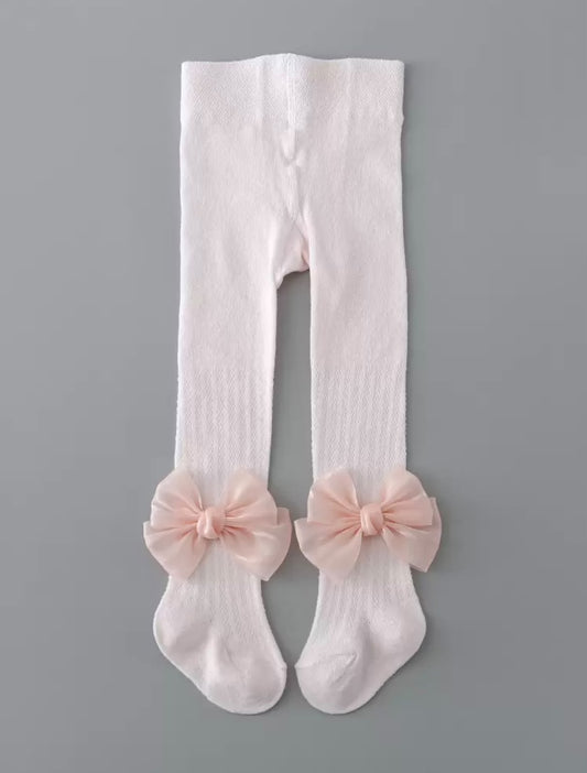Blush Pink Bow Tights