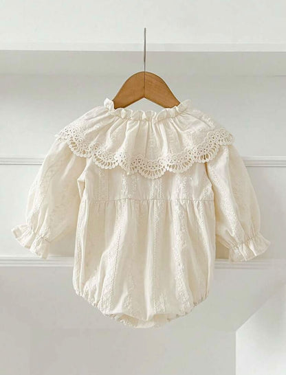 Cream Lace Collar Long Sleeve Bodysuit
