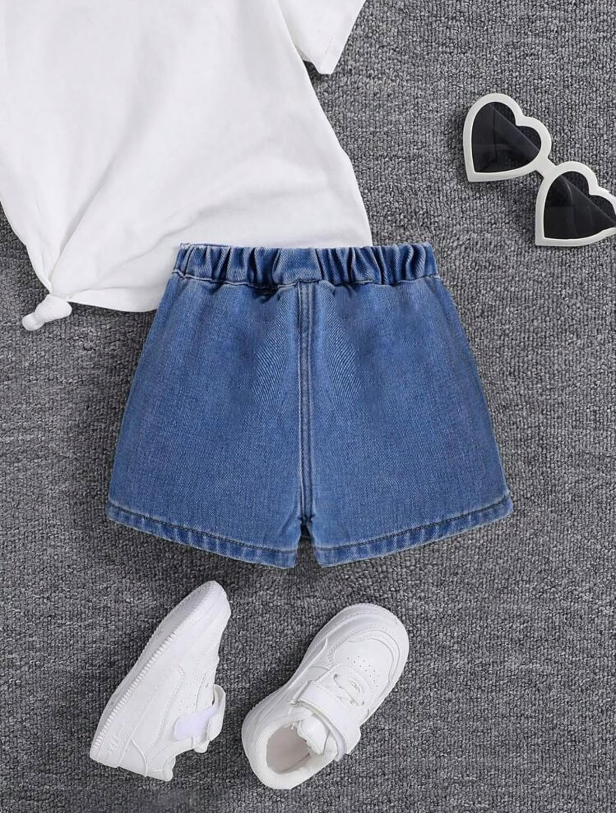 Blue Pleated Denim Skort