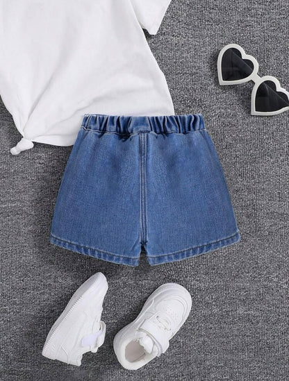 Blue Pleated Denim Skort