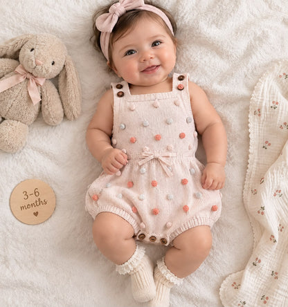 Cream Knitted Pompom Romper