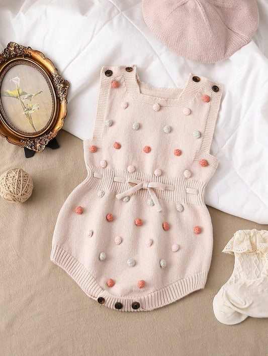 Cream Knitted Pompom Romper
