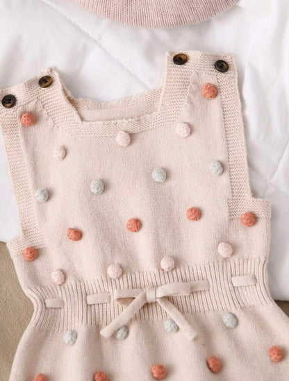 Cream Knitted Pompom Romper