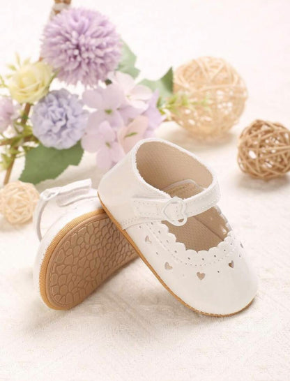 White Scalloped Heart Cutout Shoes