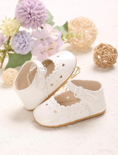 White Scalloped Heart Cutout Shoes