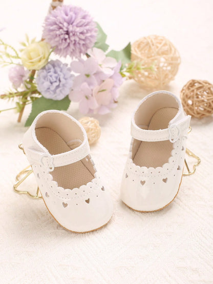 White Scalloped Heart Cutout Shoes