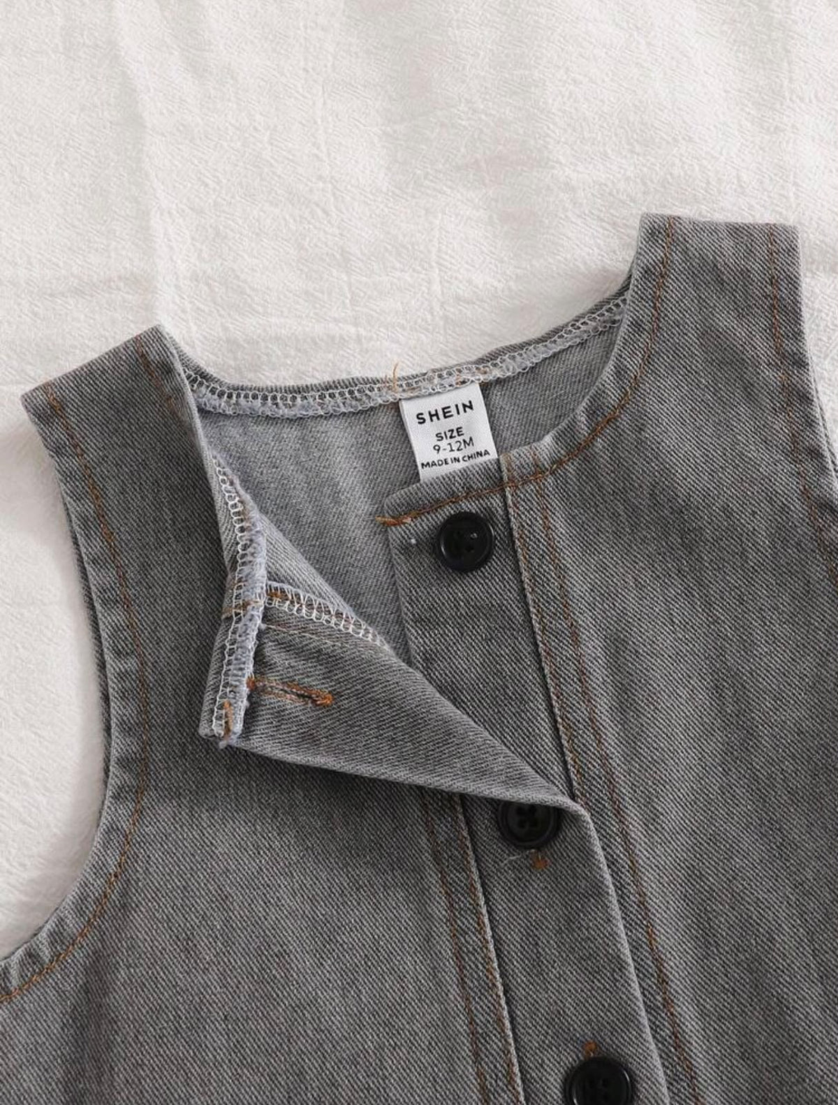 Striped Thermal Sweatshirt & Grey Denim Jumpsuit (2 pcs set)