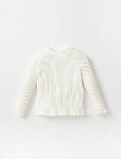 White Ribbed Basic Top