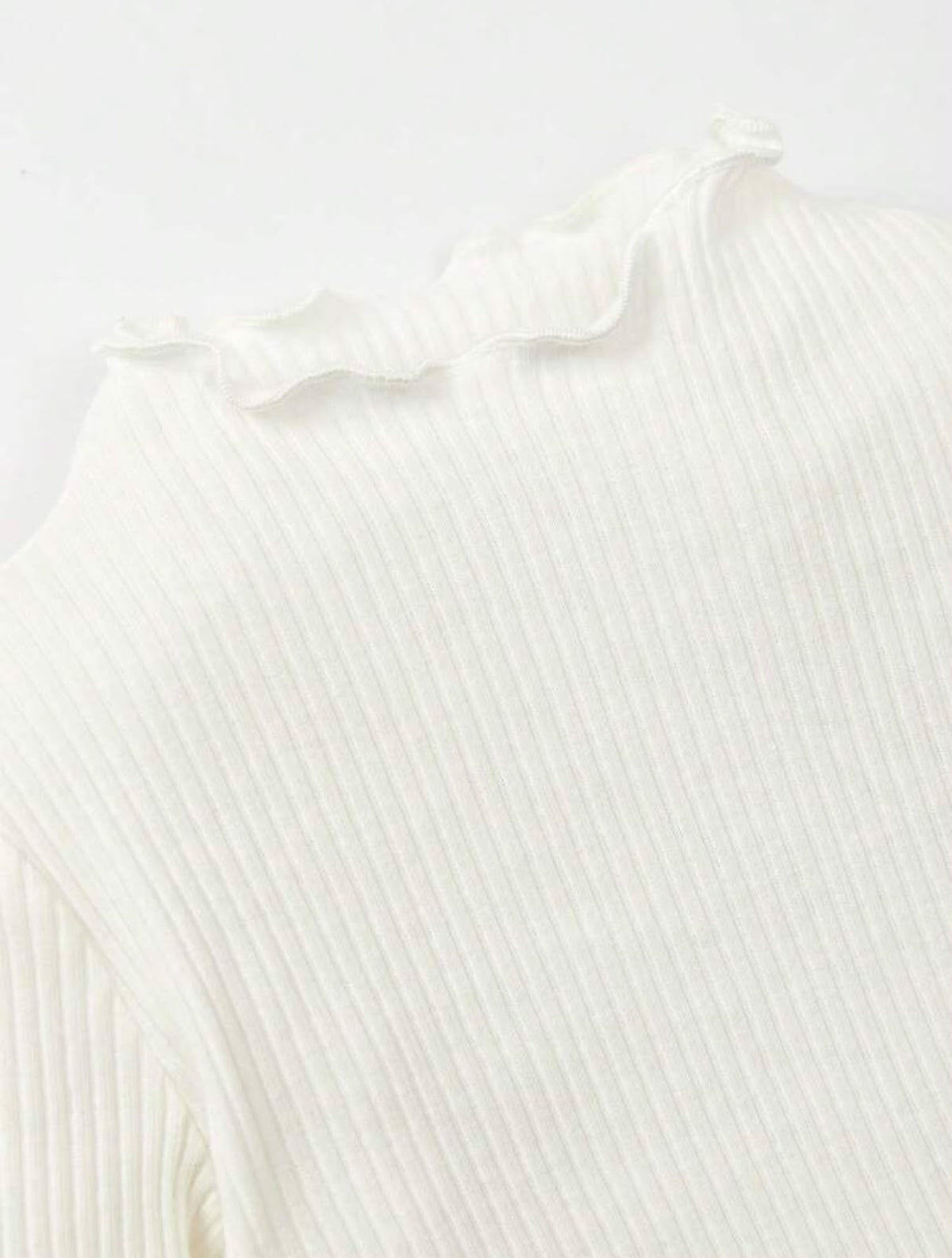 White Ribbed Basic Top