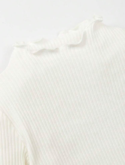 White Ribbed Basic Top