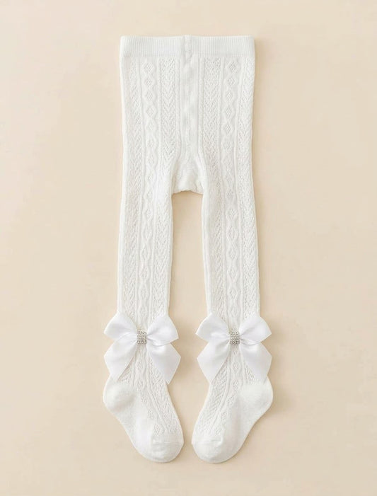 White Bow Tights