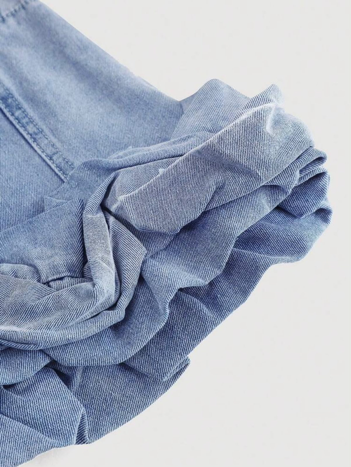Blue Denim Ruffle Hem A-Line Skirt