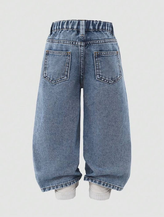 Baby Blue Ripped Wide-Leg Jeans