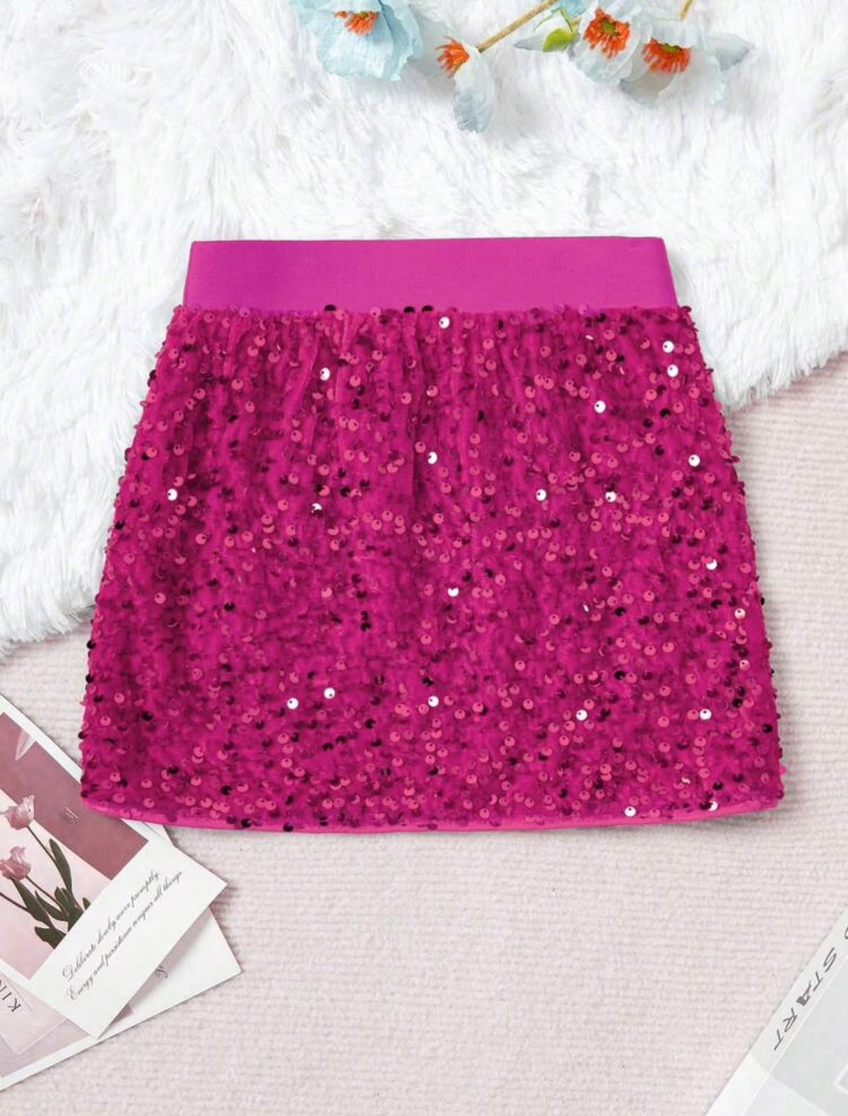 Fuchsia Sparkling Sequin Mini Skirt